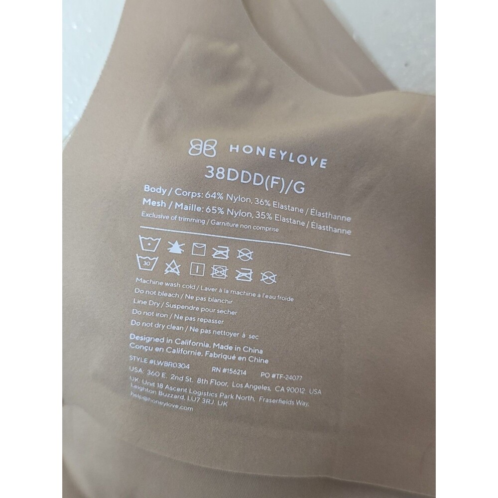 Honeylove CrossOver Bra 38DDD F/G Sand Nude Wireless Smoothing Support LWBR0304 - Picture 10 of 10